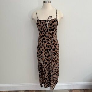 Motel Leopard Print Midi Dress XS